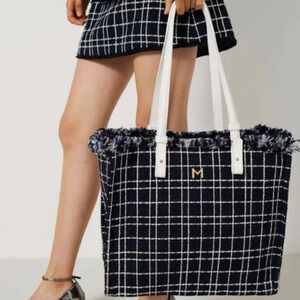 MARELLA Black and White Checkered Tote